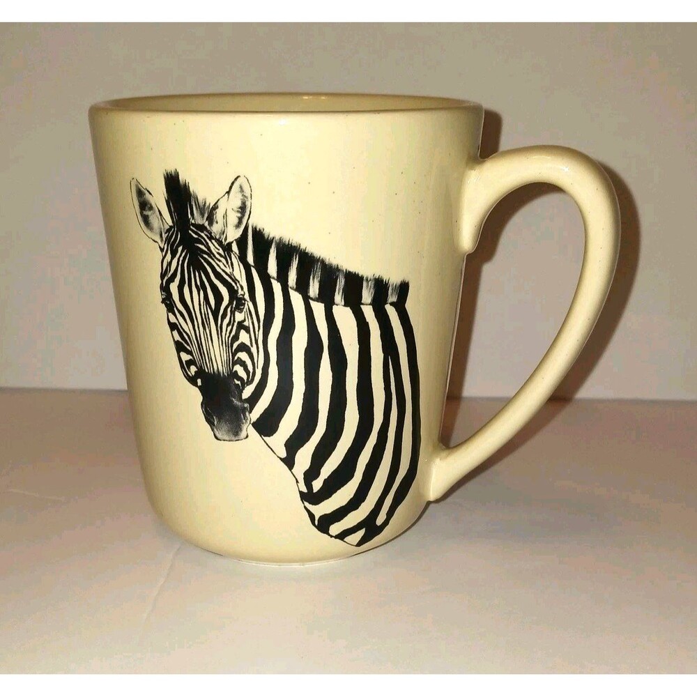 Pier 1 Mug Zebra On Cream Coffee Cup Retired Discontinued